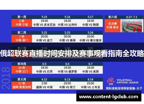 俄超联赛直播时间安排及赛事观看指南全攻略