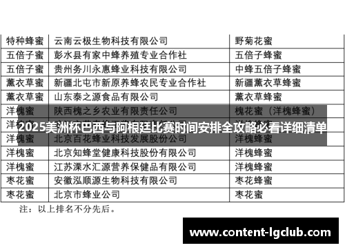 2025美洲杯巴西与阿根廷比赛时间安排全攻略必看详细清单